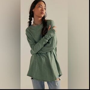 Free People We The Free NWT Arden Long Sleeve Tunic Top Large Sage Green Boho
